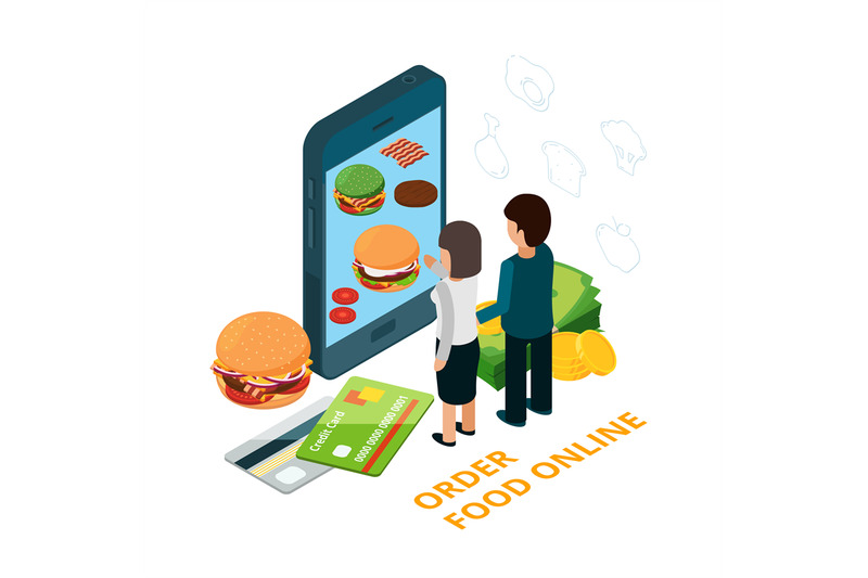 order-food-online-isometric-vector-illustration-man-and-woman-choose