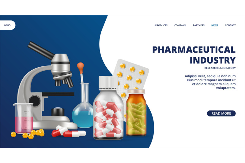 pharmaceutical-industry-landing-page-medicine-research-laboratory-ve