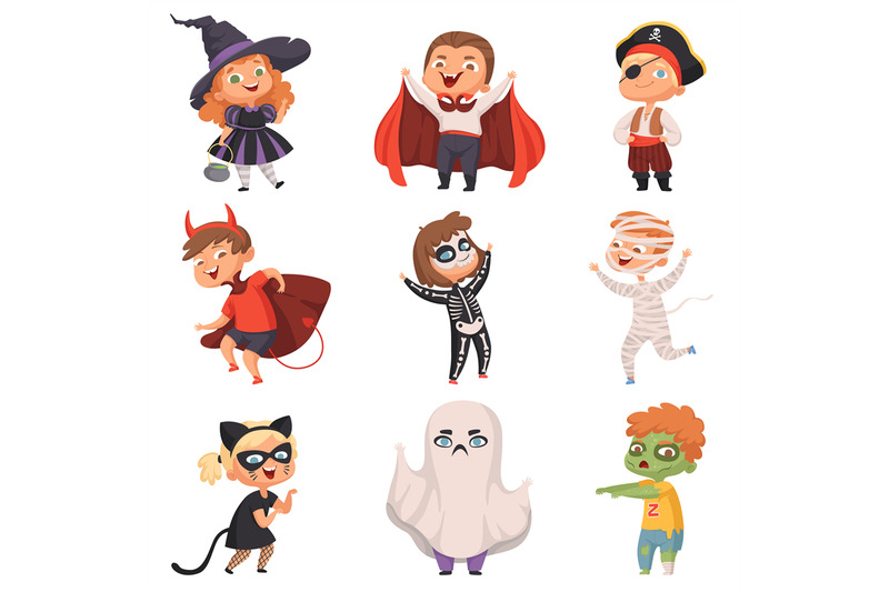 halloween-costumes-kids-scary-at-party-trick-or-treat-vampire-zombie