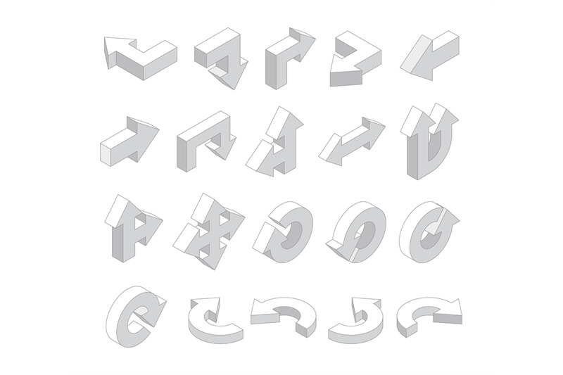 3d-arrows-isometric-white-various-direction-arrows-vector-set