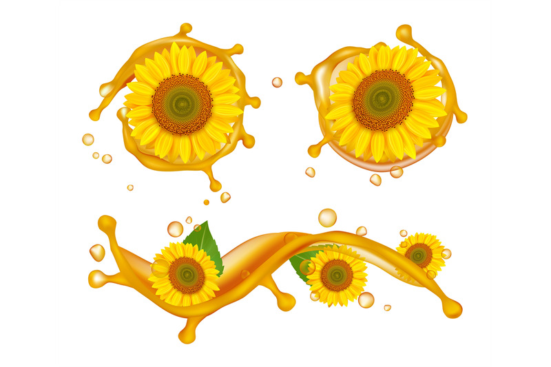 sunflower-oil-realistic-sunflowers-oil-splashes-and-drops-vector-ill