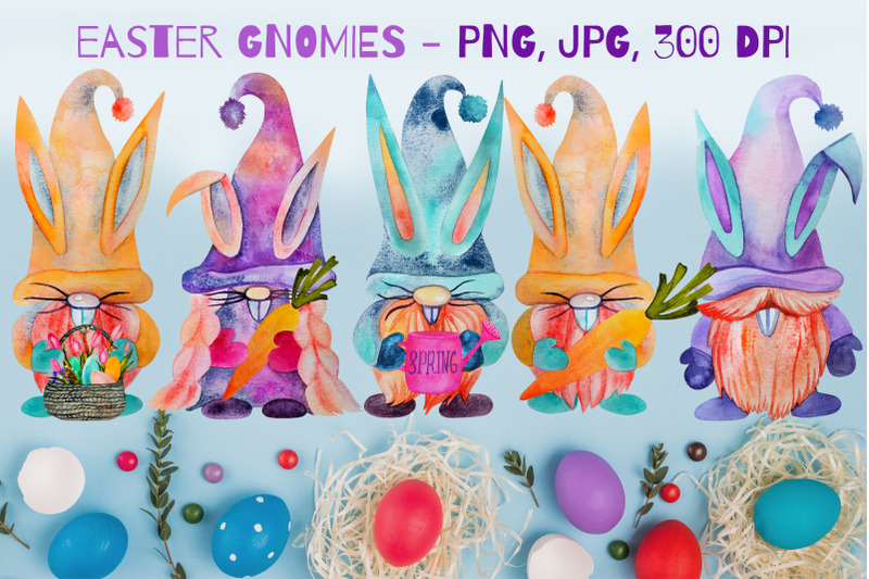easter-gnomes-watercolor-gnomes-easter-sublimation