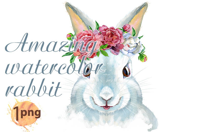 watercolor-illustration-of-a-white-rabbit-with-flowers