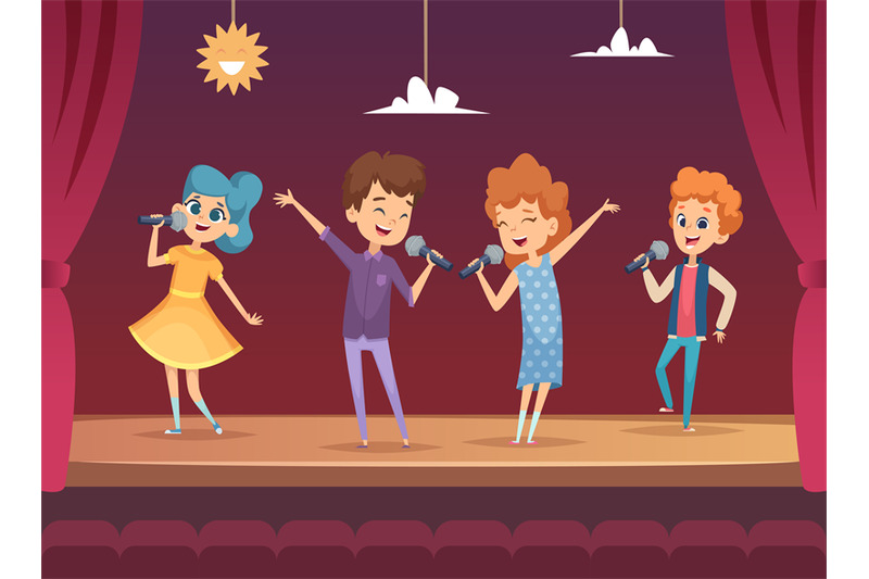 kids-stage-children-performance-karaoke-sing-boys-and-girls-vector-ba