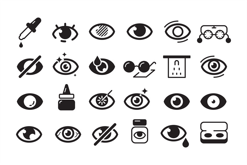 optometry-icon-ophthalmology-symbols-eye-doctor-lens-optician-vector