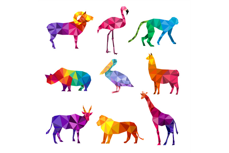 polygonal-animals-low-poly-zoo-silhouettes-of-animals-triangular-geom