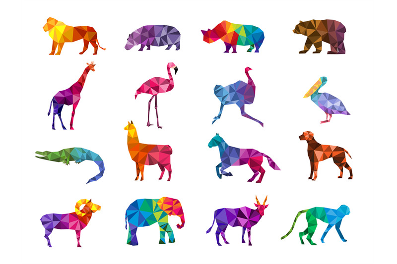 low-poly-animals-silhouettes-from-geometric-triangular-form-colorful