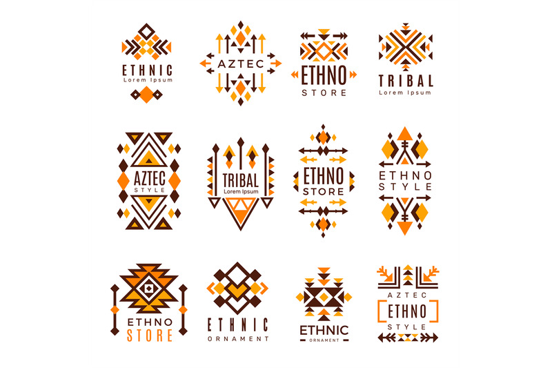 ethnic-logo-trendy-tribal-symbols-geometric-shapes-indian-decorative