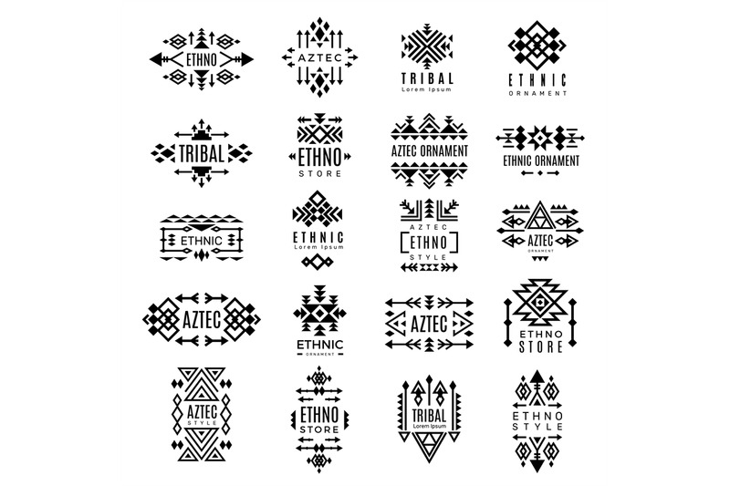 tribal-logotypes-aztec-native-decoration-identity-traditional-ornamen
