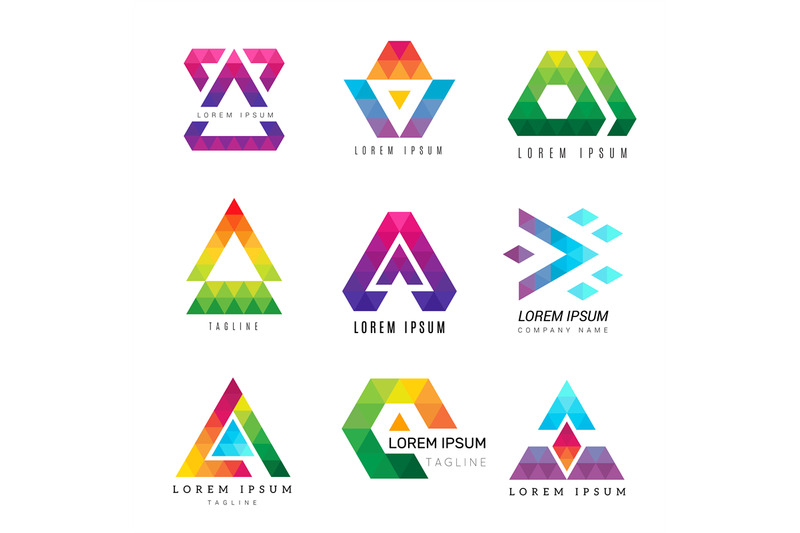 polygonal-triangle-logo-business-colored-identity-abstract-symbols-po