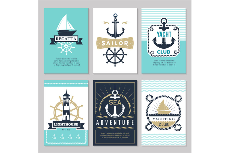 nautical-cards-marine-vintage-logotypes-sea-rope-knot-anchor-ship-oce