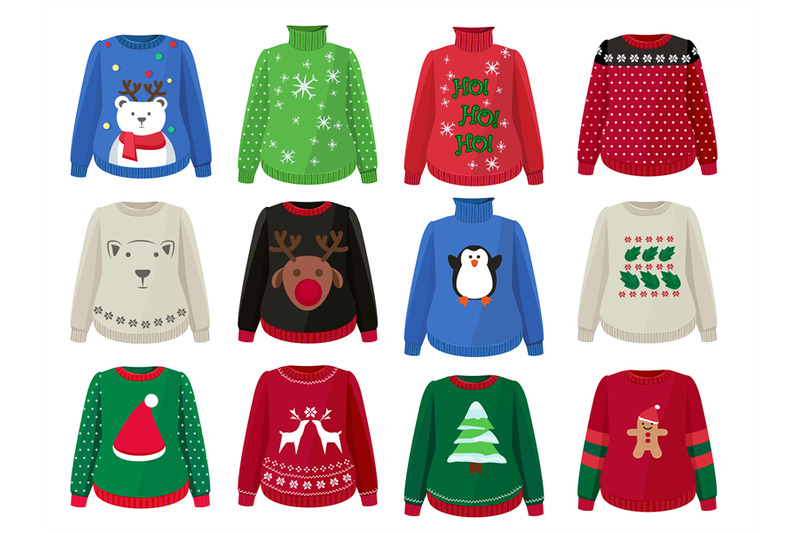 christmas-sweaters-funny-ugly-clothes-with-christmas-decoration-vecto