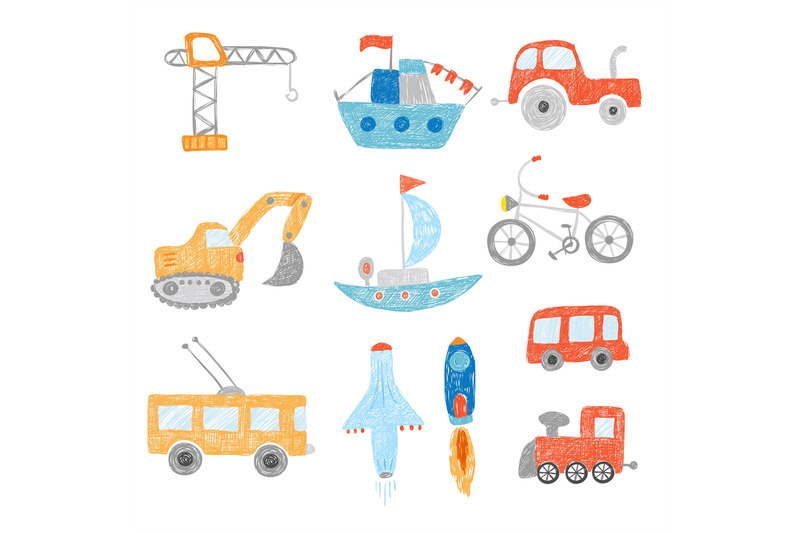 children-drawing-kids-painting-transport-cars-tractors-ship-plane-toy