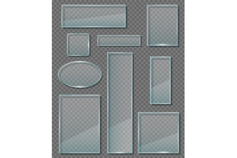 glass-plaque-modern-transparent-walls-panels-different-empty-banners