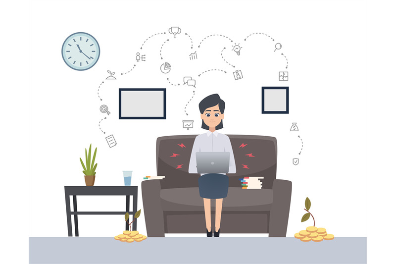 woman-works-with-laptop-freelance-single-startup-vector-concept-fem