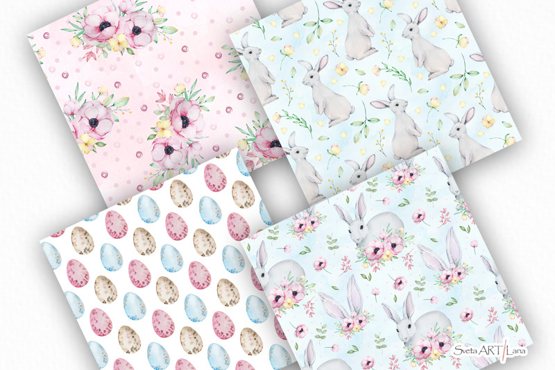 watercolor-spring-easter-digital-paper-seamless-pattern