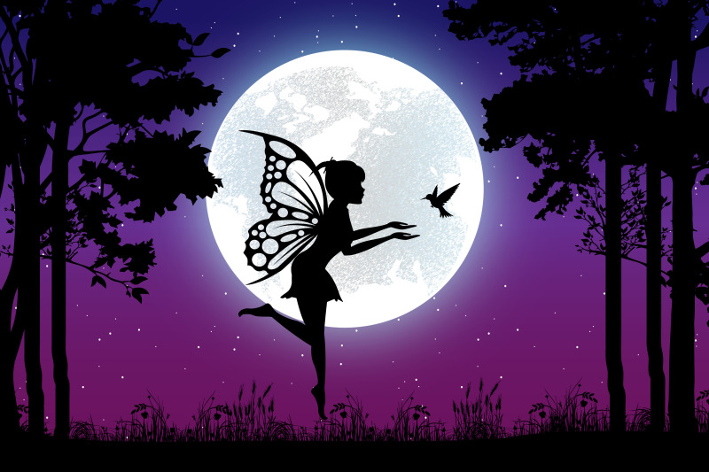 cute-fairy-and-bird-silhouette