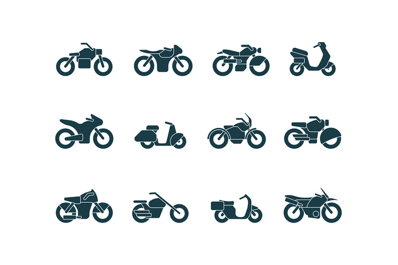 motorcycle-silhouettes-vehicle-symbols-motorbikes-travel-cycling-bike