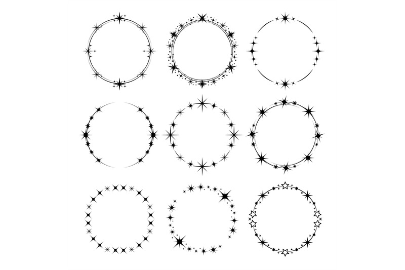 stars-frame-circle-shapes-with-stardust-round-stars-vector-collection