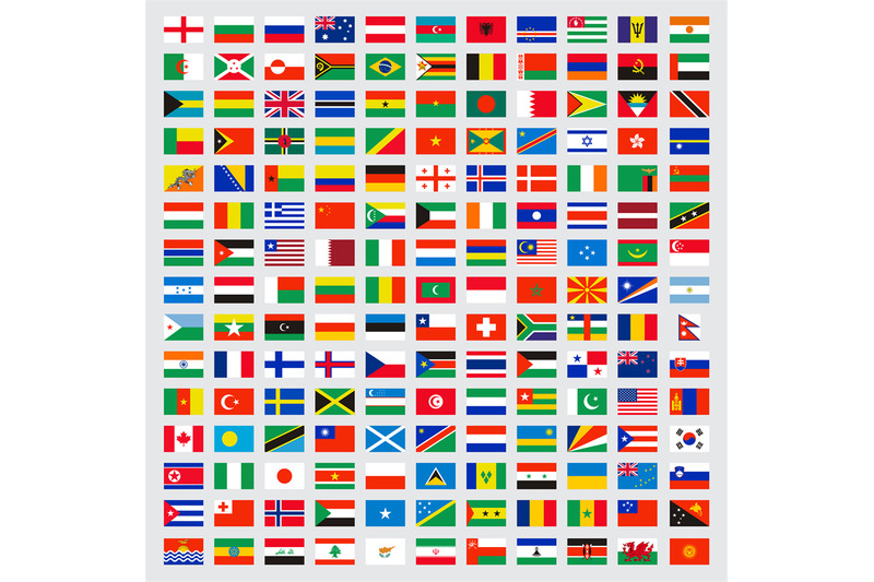 world-flags-collection-laws-name-independent-symbols-map-vector-color