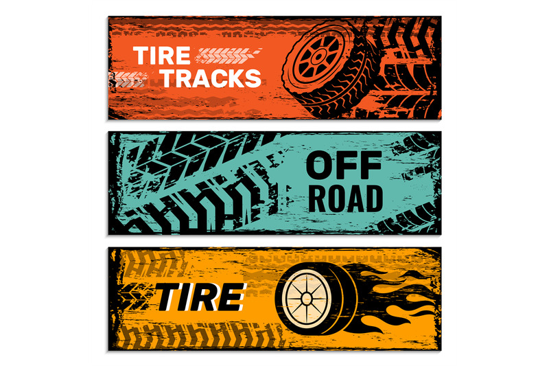 wheels-banners-tires-on-road-protector-car-dirt-traces-vector-grunge