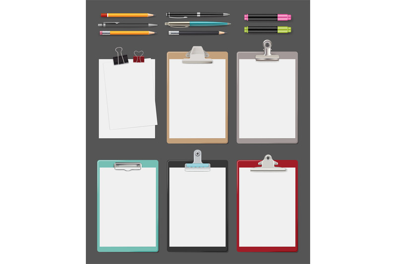 clipboard-office-supplies-blank-sheet-notes-on-tablet-vector-clipboar