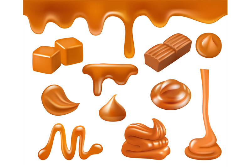 caramel-realistic-candy-sweets-liquid-food-sauces-caramel-drops-and-s