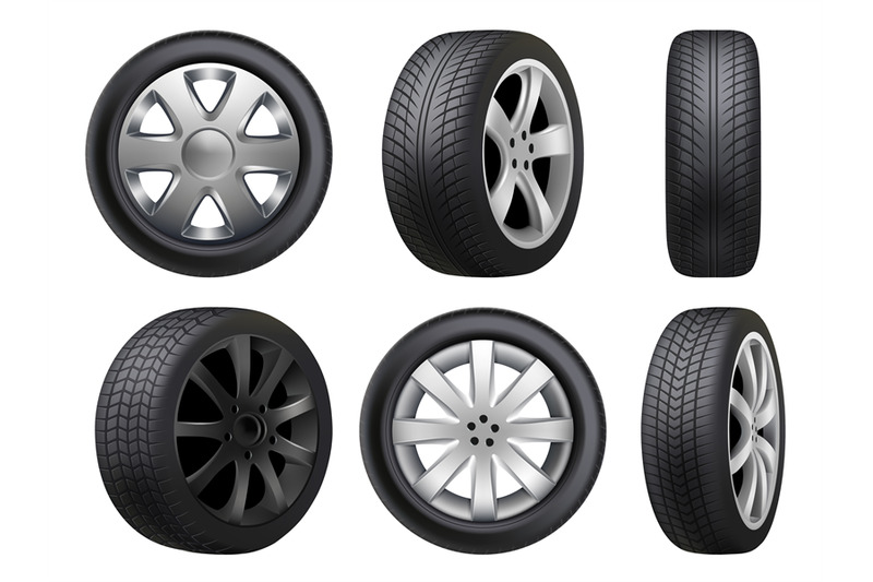 wheels-realistic-tyres-road-maintenance-vector-automobile-3d-automobi