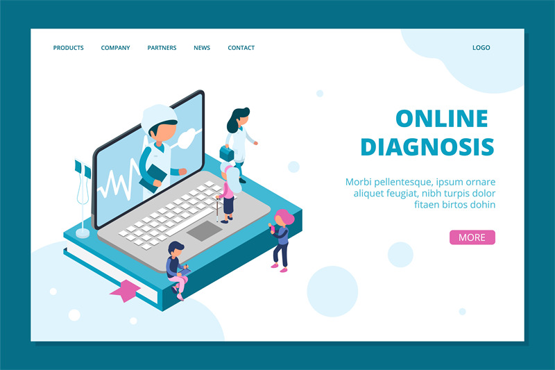 online-diagnosis-landing-page-isometric-doctor-online-web-banner-temp