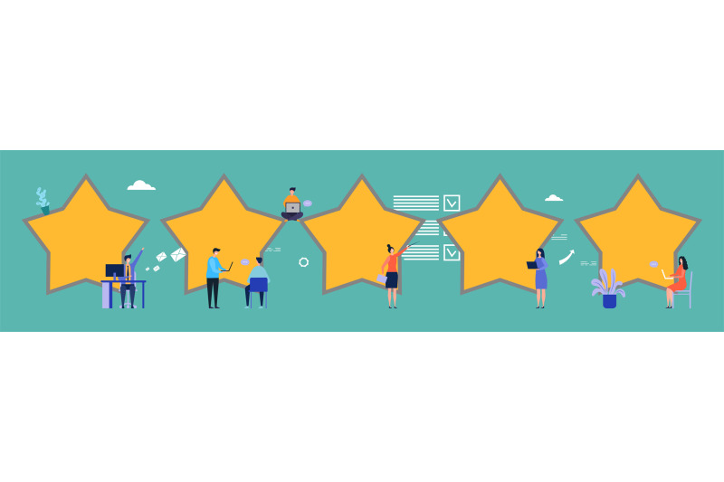 customer-reviews-feedback-five-stars-vector-flat-illustration-ratin