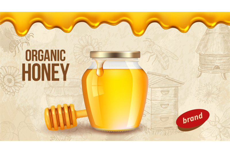 farm-honey-ad-placard-template-with-realistic-honey-healthy-organic