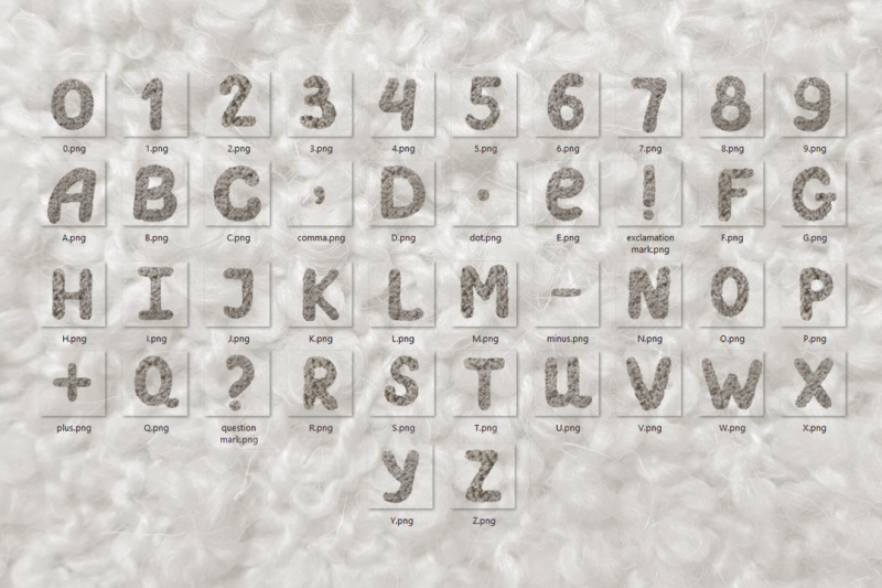 letters-and-numbers-with-boucle-yarn-texture