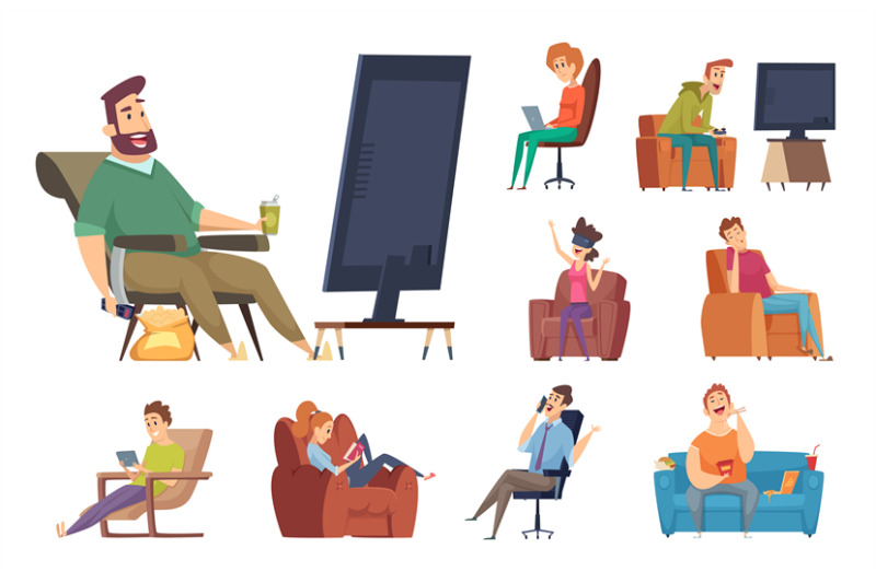 sedentary-characters-lazy-lifestyle-people-sitting-reading-chatting-i