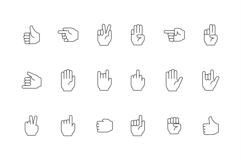 gestures-line-icon-human-hands-pointing-and-holding-symbols-of-peace