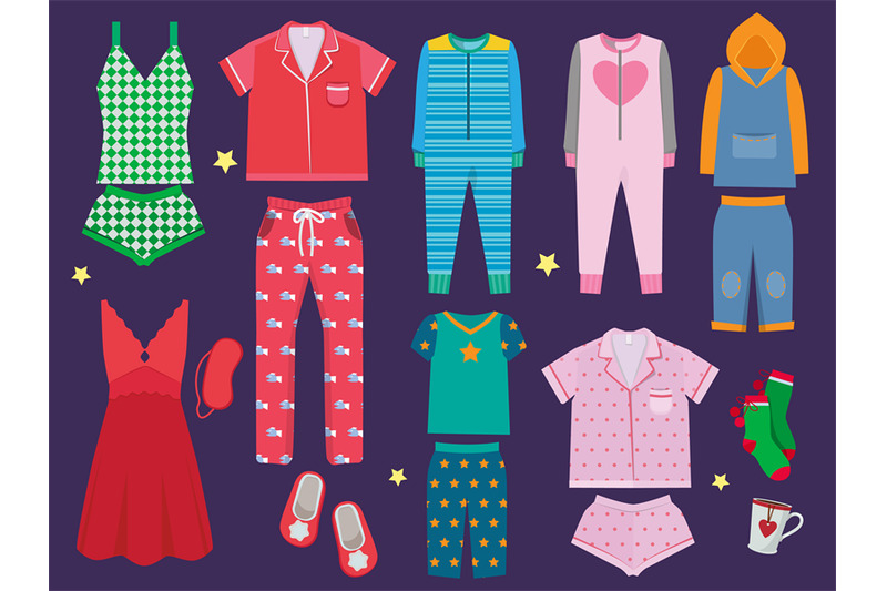 pajamas-set-sleeping-clothes-collection-for-children-and-adults-sleep