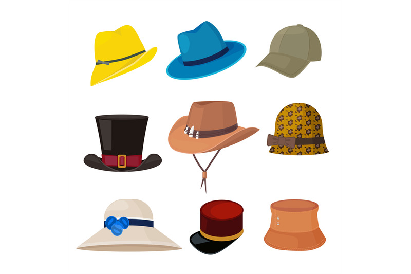 cartoon-hats-male-and-female-stylish-accessories-of-wardrobe-headwear