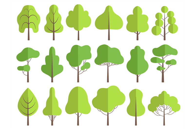 flat-trees-nature-green-collection-of-plants-vector-trees-illustratio