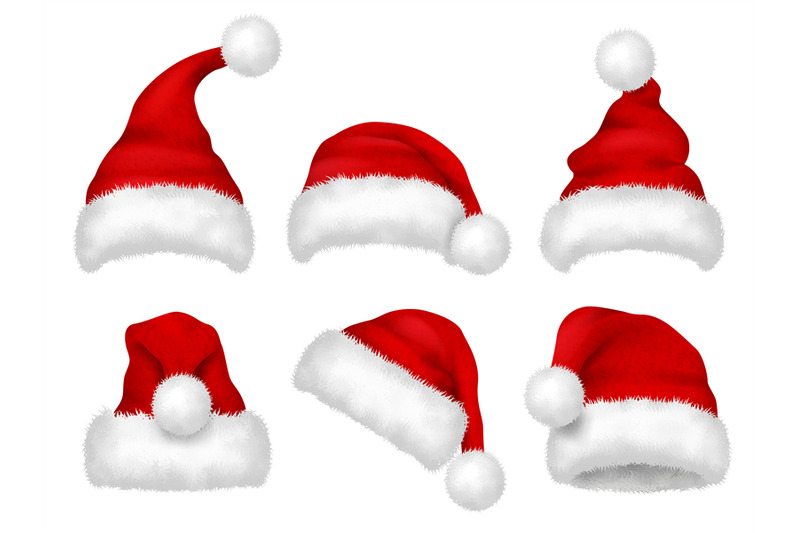 santa-red-hat-party-fur-christmas-traditional-velvet-hat-vector-reali