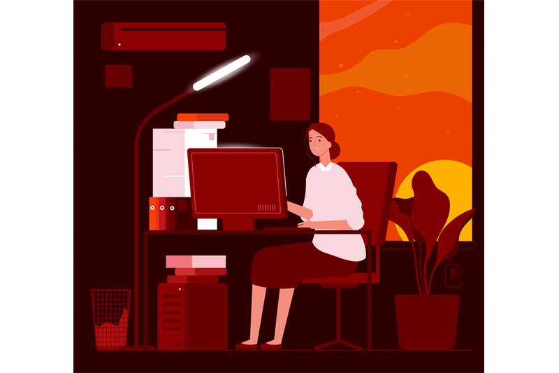 woman-night-office-business-female-characters-late-at-work-hard-work