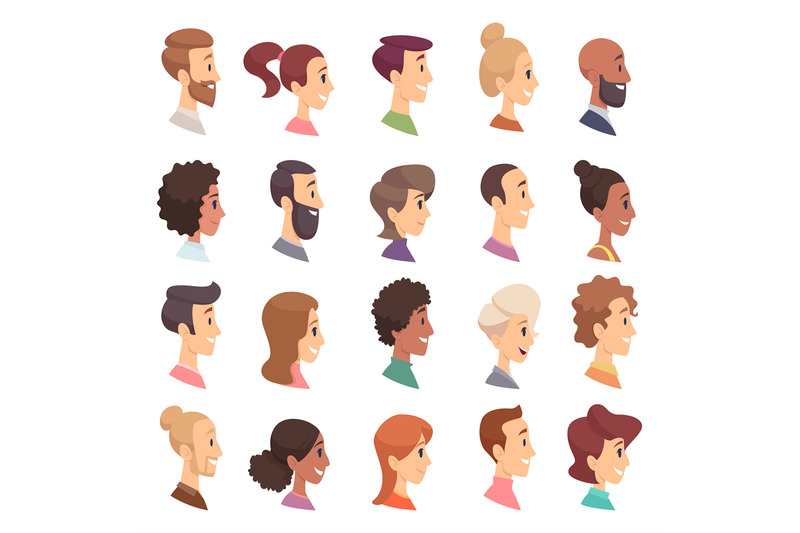 faces-profile-avatars-people-expression-simple-heads-male-and-female