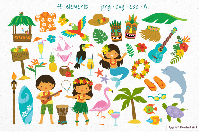hawaii-clipart-bundle-tropical-graphics-and-patterns