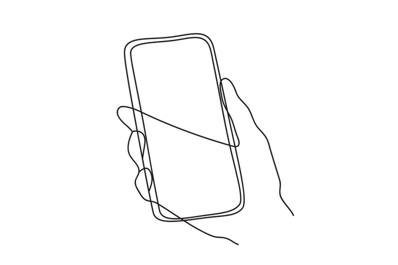 minimalism-hand-drawn-vector-hand-holding-phone-in-modern-abstract-one