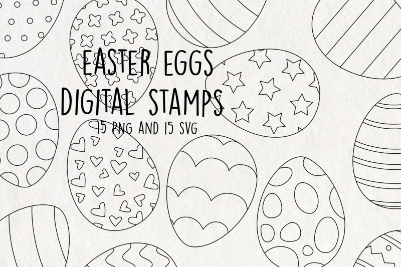 easter-eggs-svg-clipart-black-and-white-set-of-15
