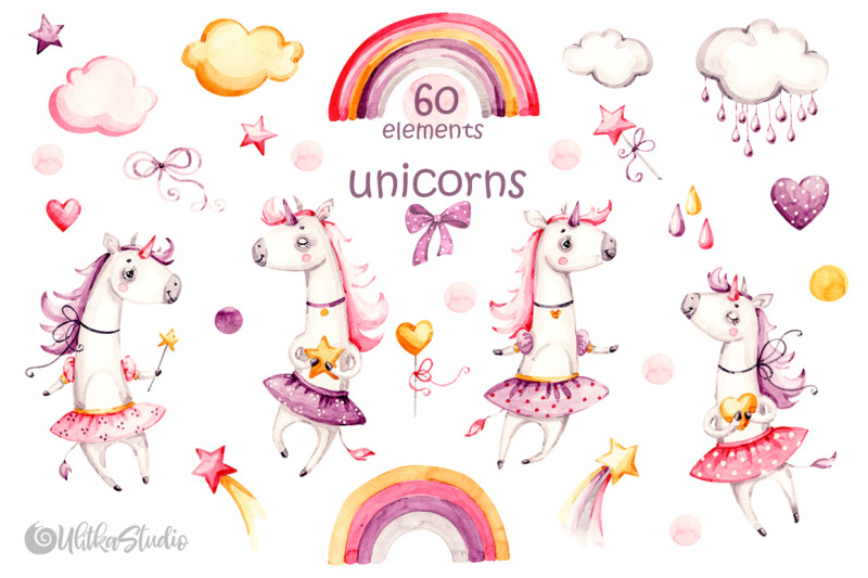 cute-unicorn-watercolor-clipart-princess-watercolour-clip-art-for-gir