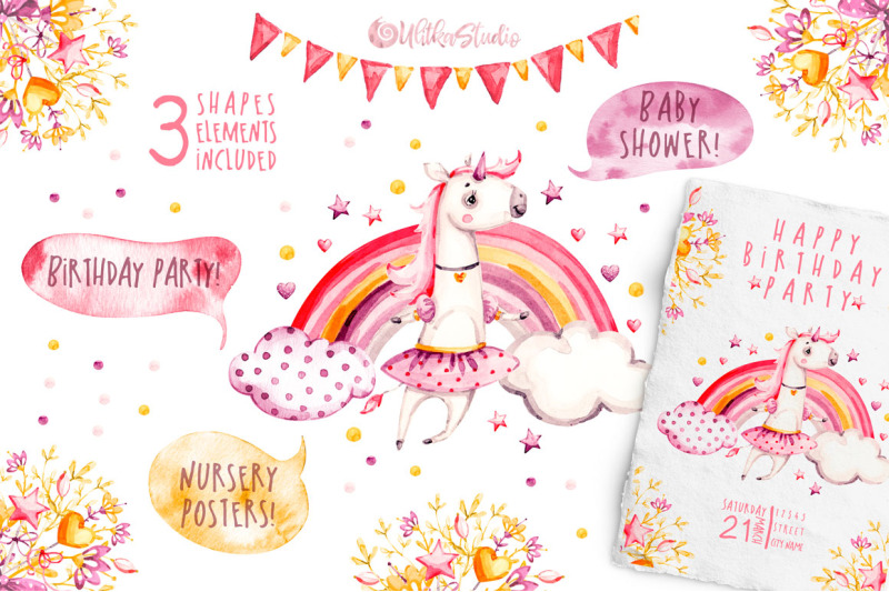 cute-unicorn-watercolor-clipart-princess-watercolour-clip-art-for-gir