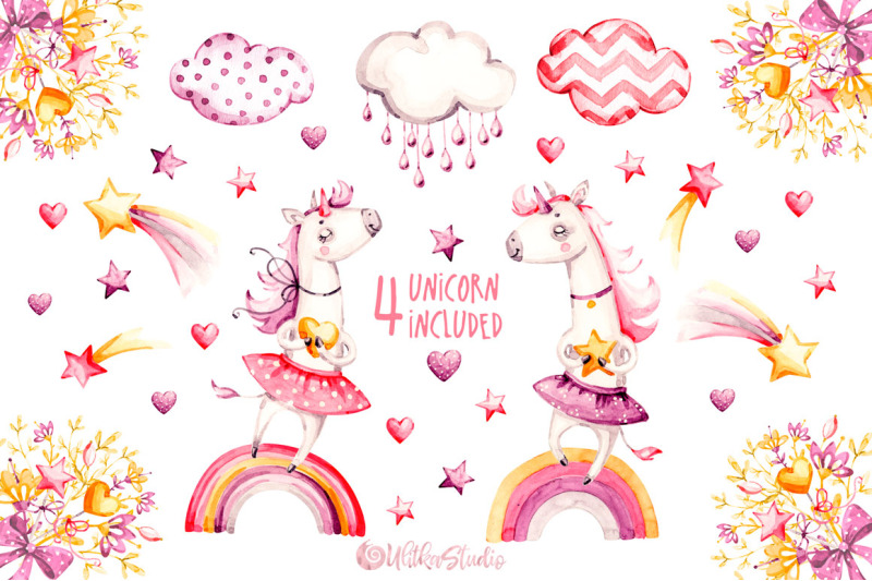 cute-unicorn-watercolor-clipart-princess-watercolour-clip-art-for-gir