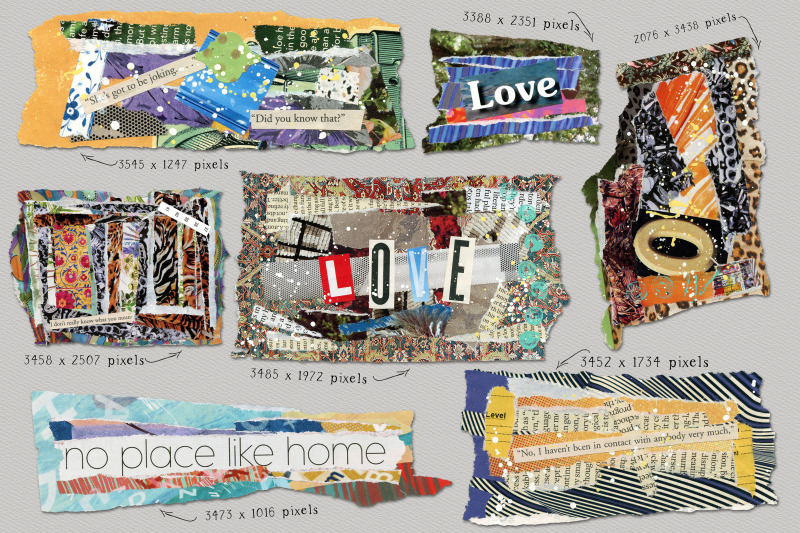 Paper Collage Png's and Backgrounds By Heather Green Designs