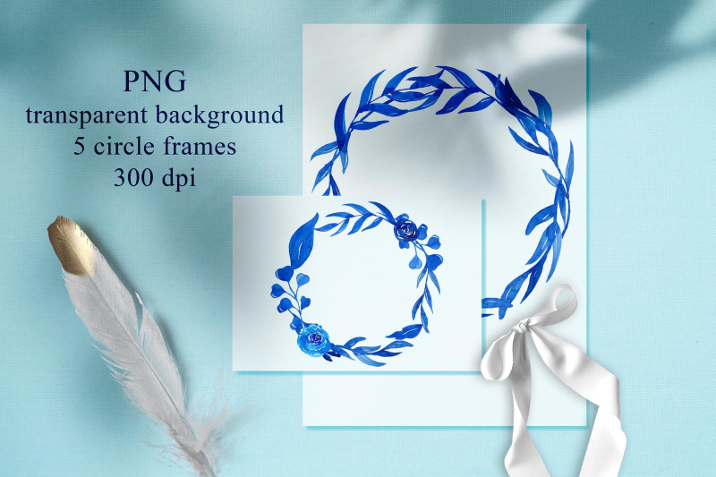 watercolor-floral-wreath-png-clipart-blue-flower-frame-wedding