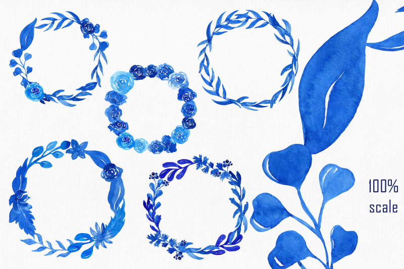 watercolor-floral-wreath-png-clipart-blue-flower-frame-wedding