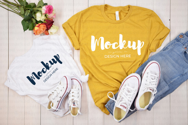 yellow-mother-daughter-t-shirt-mockup-mothers-day